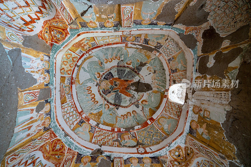 土耳其Aksaray Peristrema山谷Ihlara山谷教堂内的旧画